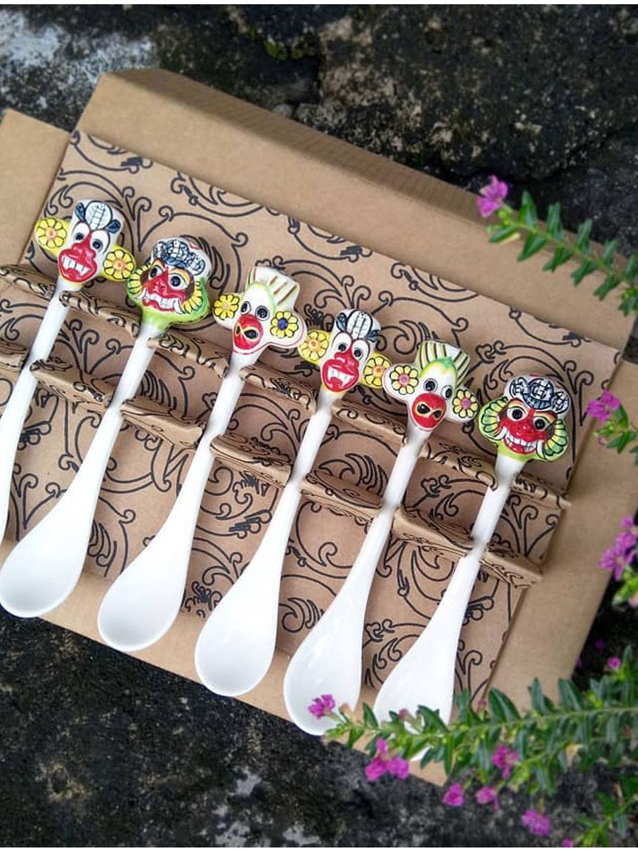 Mask spoons set of 6 (Hand painted in traditional colours)