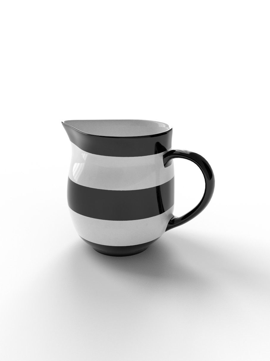 Black and White striped hand painted  creamer / milk pot