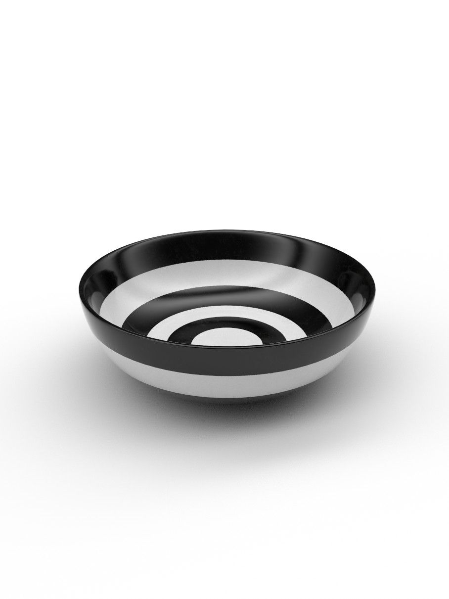 Black and White striped Dessert Bowl - Large