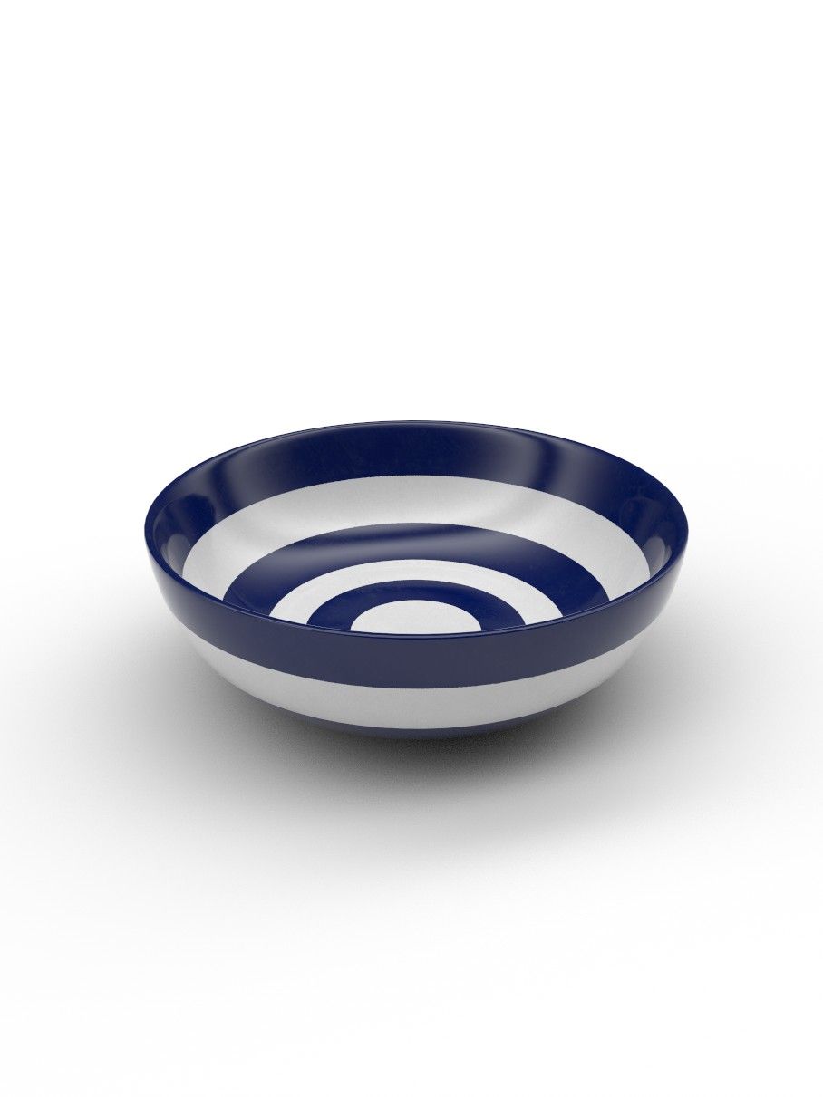 Blue and White striped Dessert Bowl - Large