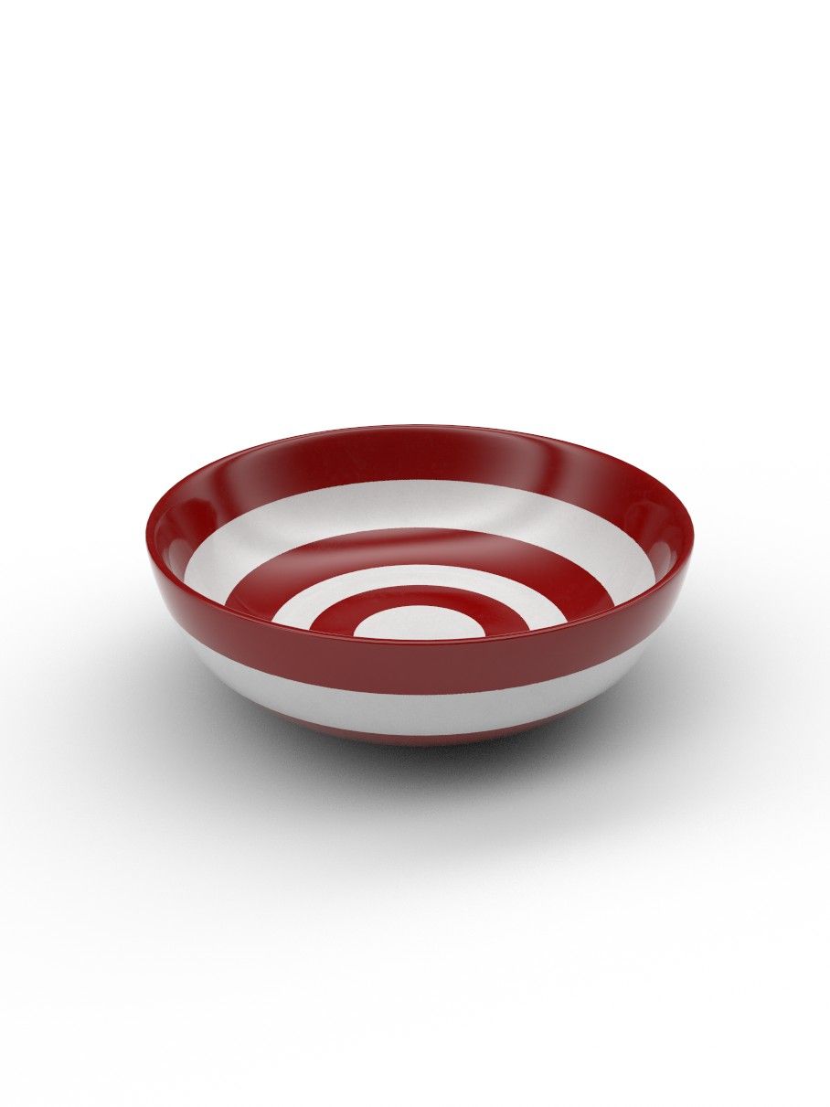 Red and White striped Dessert Bowl - Large