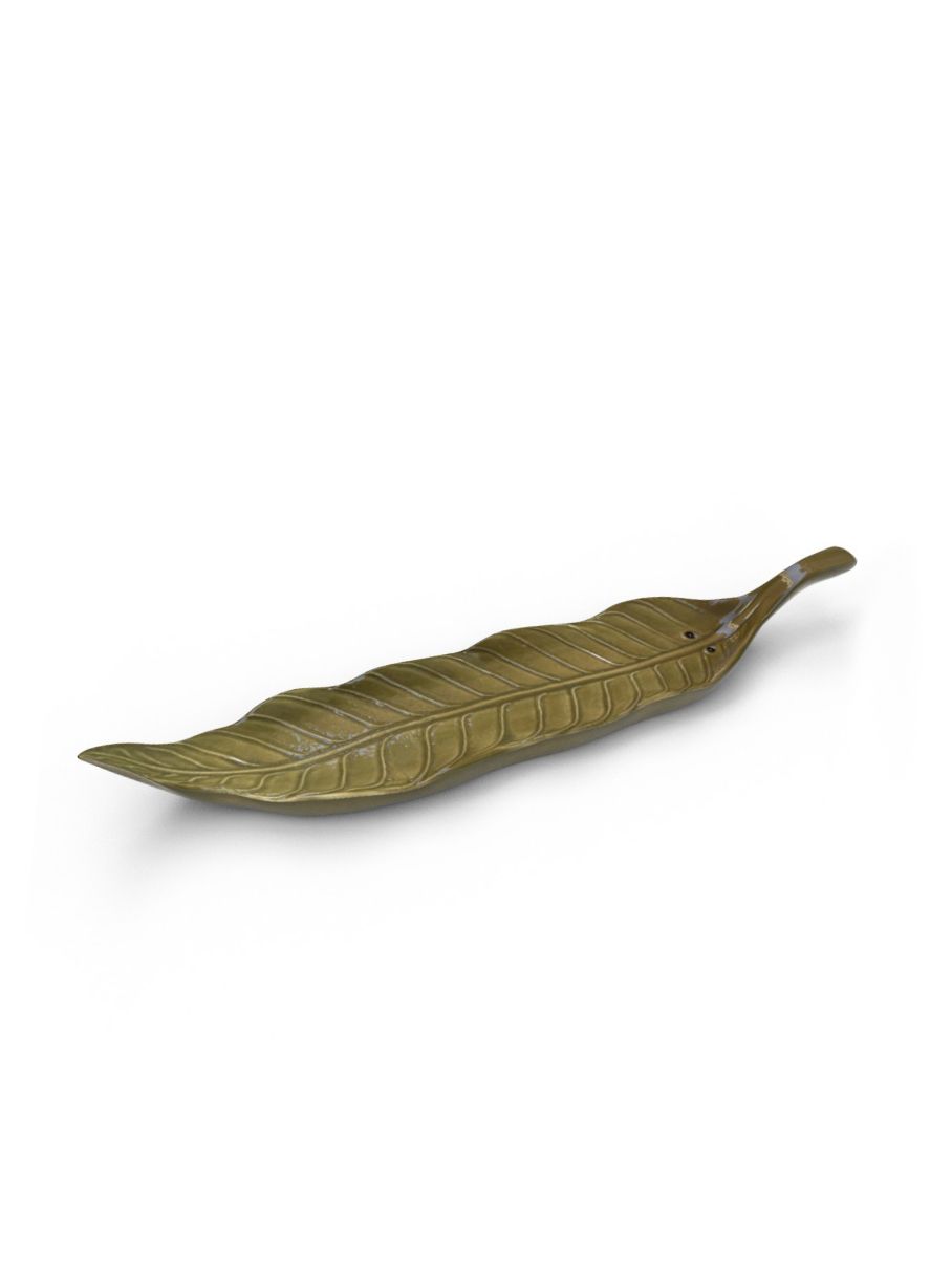 Mango Leaf Incence Stick Holder - Green