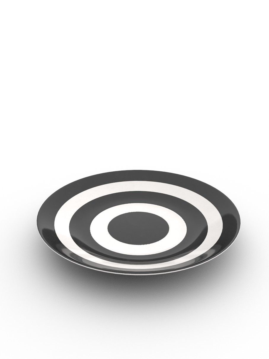 Black and White striped hand painted saucer