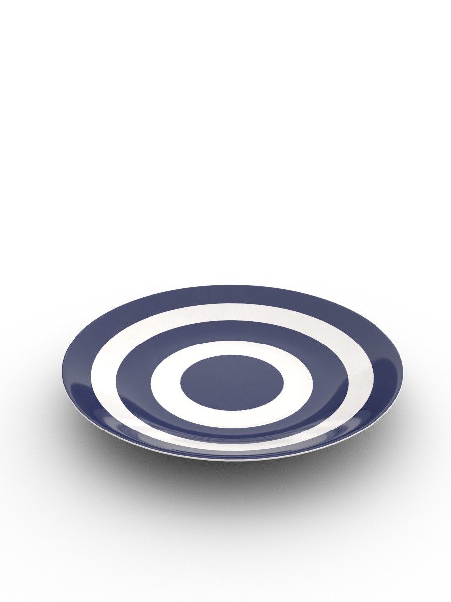 Blue and White striped hand painted saucer