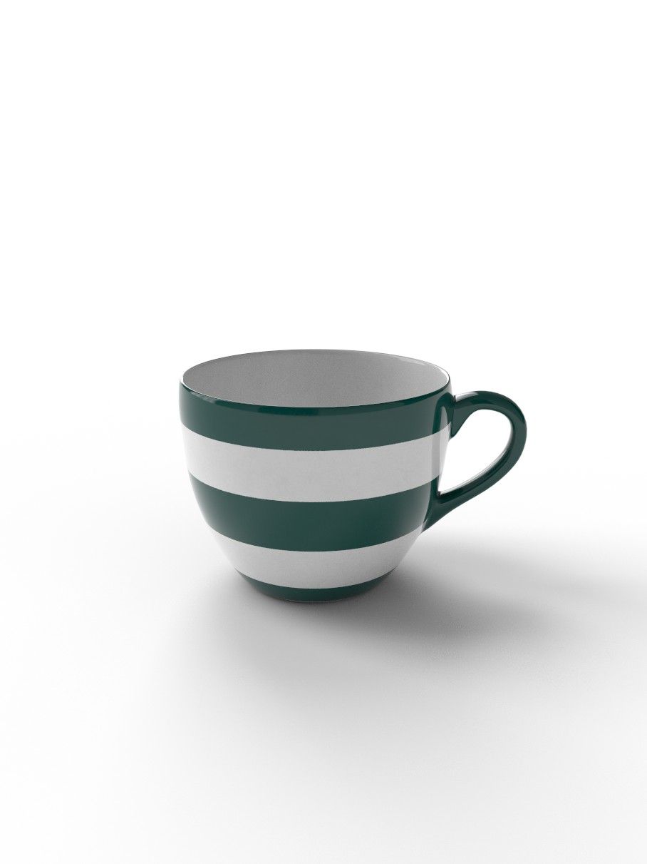 Green and White striped hand painted Tea cup