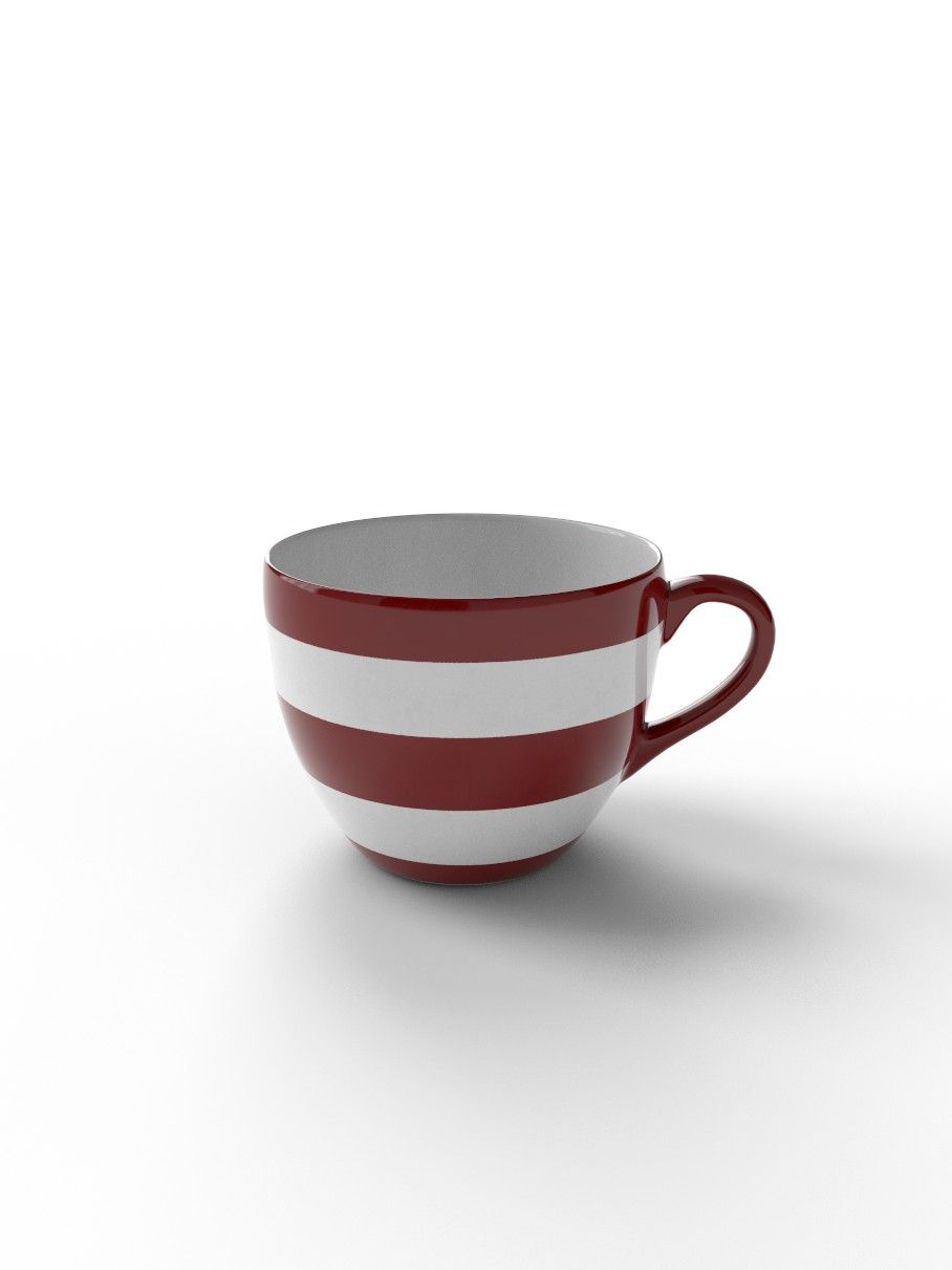 Red and White striped hand painted Tea cup