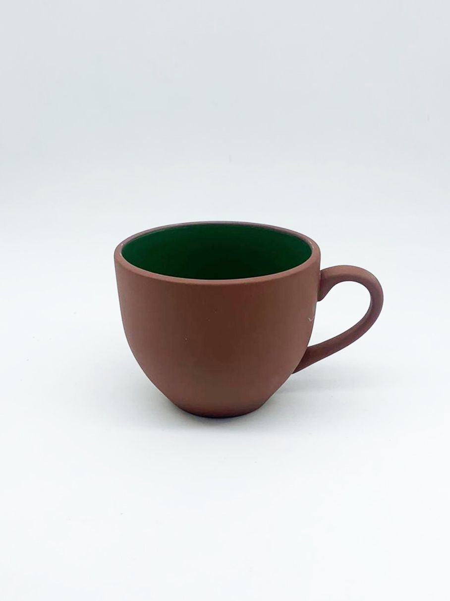 125ml Terracotta  Cappuccino cup - Moss Green Glaze 